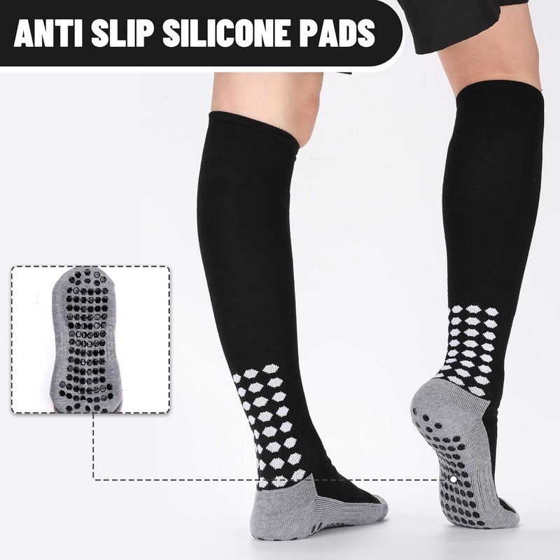 Regilt 3 Pairs Grip Soccer Socks Men Cushioned Non Slip Football Basketball Sports Socks Knee High Long Socks - Image 4